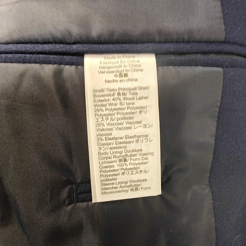 J.Crew Thompson University Blazer Navy Blue Wool Blend Gold Anchor Buttons 42R
